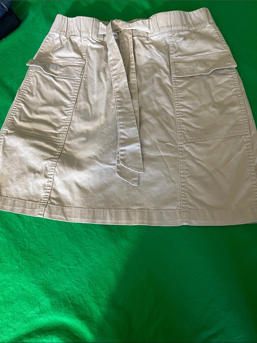 Westport Cream Mini Skirt with Front Pockets and Waist Tie